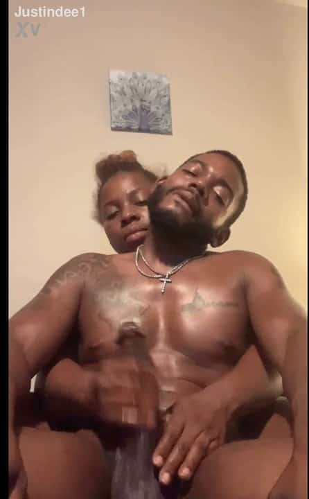 They both hold his cock and she moans while he cums